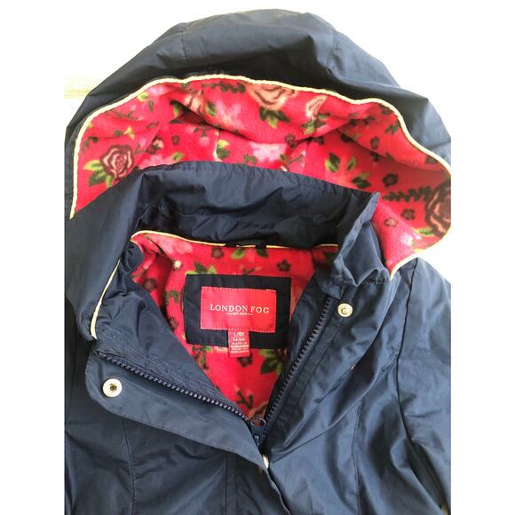 London Fog Navy and Floral Jacket sz 6X EUC - Picture 2 of 2